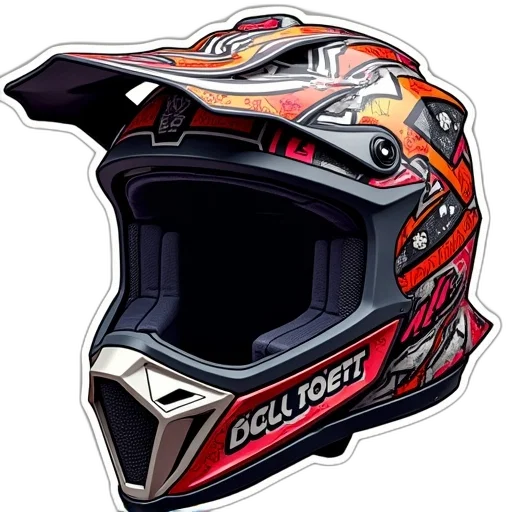 mask, cartoon, photorealistic, concept art, 3d render, sticker, front, motocross transparent PNG cut-out