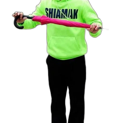 staff, weapon, sword, jacket, neon, person, bright, green transparent PNG cut-out
