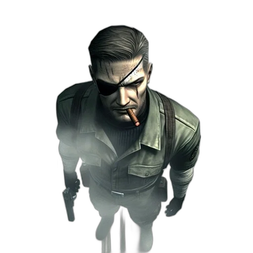 mask, face, staff, jacket, concept art, comic book art, 3d render, cyberpunk transparent PNG cut-out