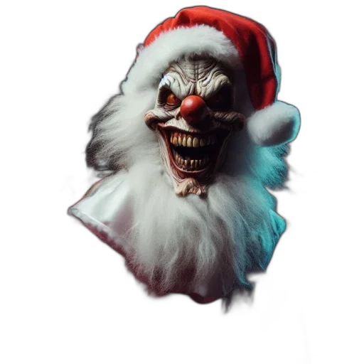 mask, creature, concept art, 3d render, ominous, clown, santa, suit transparent PNG cut-out