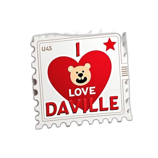 postage, stamp, white, background, featuring, red, heart, bear transparent PNG cut-out