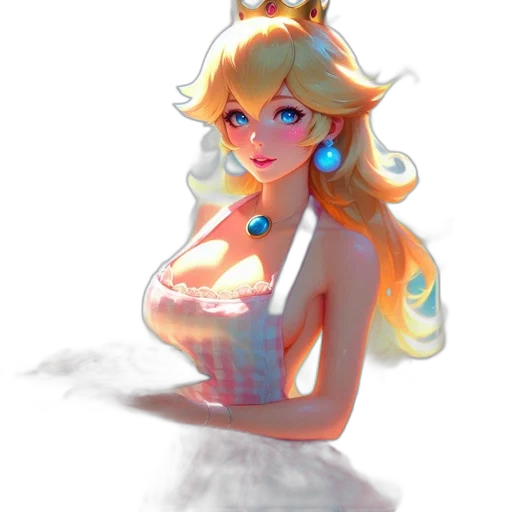 dress, crown, staff, concept art, fantasy art, pixel art, 3d render, pastel transparent PNG cut-out