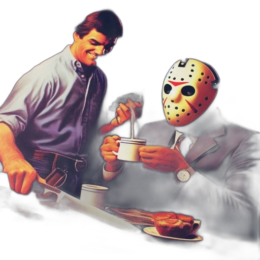 mask, food, robot, concept art, comic book art, vaporwave, pixel art, fire transparent PNG cut-out