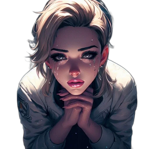 face, jacket, comic book art, concept art, cyberpunk, cartoon, neon lights, dark transparent PNG cut-out