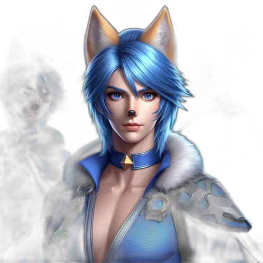 staff, face, fantasy art, concept art, anime, photorealistic, blue, blue-haired transparent PNG cut-out
