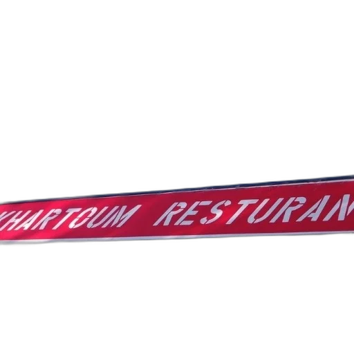 staff, food, red, sign, white, text, reads, khartoum transparent PNG cut-out