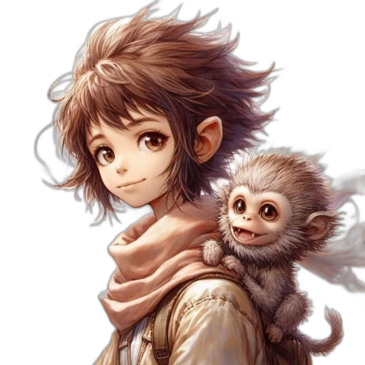 creature, animal, fantasy art, concept art, photorealistic, anime, animated, young transparent PNG cut-out