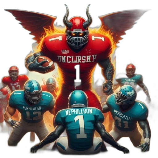 concept art, fantasy art, intense, fantasy, football, scene, features, winged transparent PNG cut-out