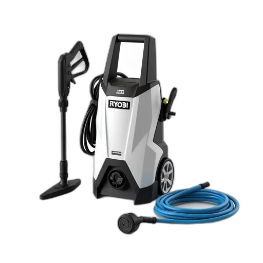 staff, white, black, ryobi, pressure, washer, displayed, background transparent PNG cut-out