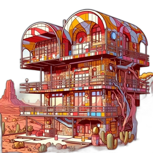 building, furniture, robot, concept art, 3d render, fantasy art, comic book art, outer space transparent PNG cut-out