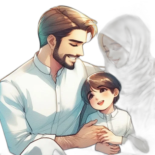 comic book art, pixel art, cartoon, concept art, family, three, man, woman transparent PNG cut-out
