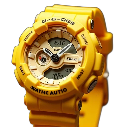 jewelry, 3d render, photorealistic, golden, baby, watch, yellow, bezel transparent PNG cut-out