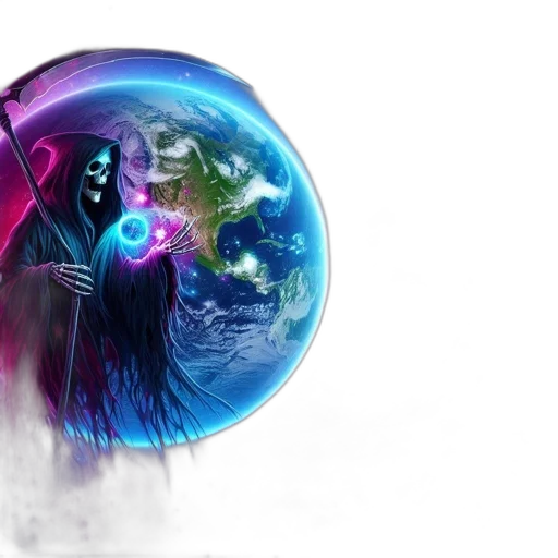 concept art, fantasy art, comic book art, outer space, hooded, figure, like, grim transparent PNG cut-out