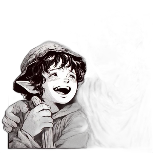 face, hat, staff, creature, comic book art, pencil sketch, concept art, cartoon transparent PNG cut-out
