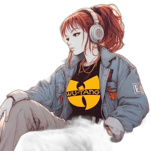 jacket, robot, cyberpunk, vaporwave, anime, concept art, outer space, neon lights transparent PNG cut-out