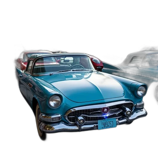 car, weapon, photorealistic, 3d render, concept art, oil painting, blue, vintage transparent PNG cut-out