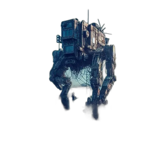 robot, creature, animal, weapon, concept art, cyberpunk, pixel art, 3d render transparent PNG cut-out