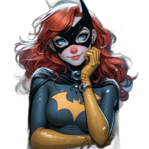 mask, comic book art, concept art, cartoon, fantasy art, woman, red, hair transparent PNG cut-out
