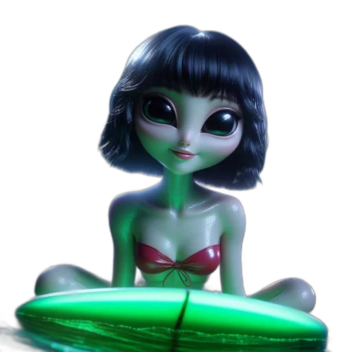 creature, jewelry, 3d render, fantasy art, concept art, cartoon, underwater, neon lights transparent PNG cut-out