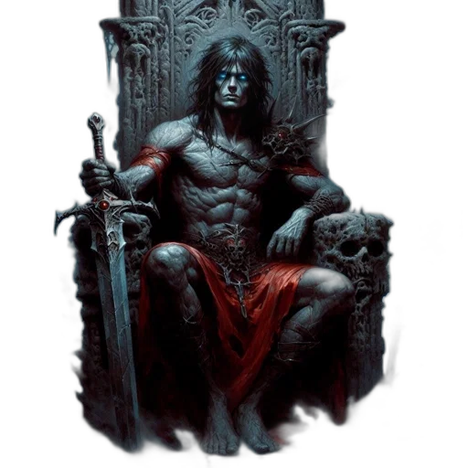 sword, fantasy art, concept art, comic book art, pixel art, dark, muscular, figure transparent PNG cut-out