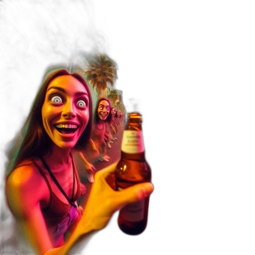 bottle, face, creature, weapon, photorealistic, 3d render, concept art, fantasy art transparent PNG cut-out