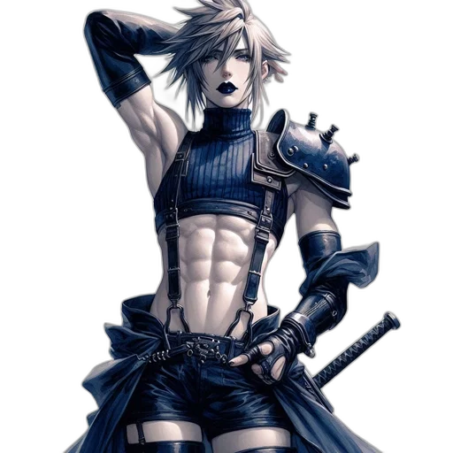 sword, weapon, concept art, fantasy art, cyberpunk, comic book art, blue, individual transparent PNG cut-out