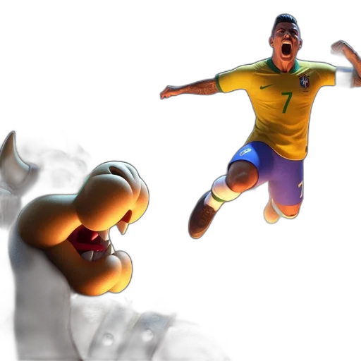 3d render, concept art, photorealistic, soccer, player, yellow, jersey, brazilian transparent PNG cut-out