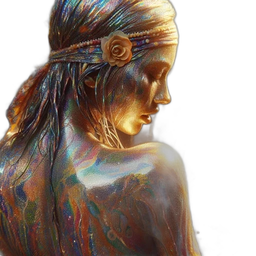 jewelry, dress, photorealistic, fantasy art, oil painting, watercolor, golden, blue transparent PNG cut-out