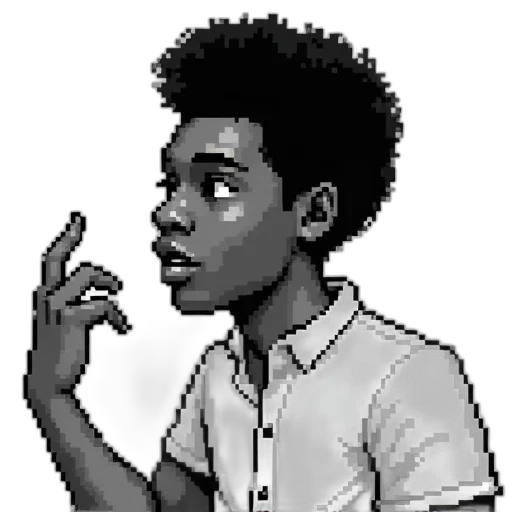 face, staff, jacket, weapon, pixel art, cartoon, comic book art, concept art transparent PNG cut-out