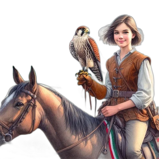 animal, staff, fantasy art, concept art, photorealistic, oil painting, young, woman transparent PNG cut-out