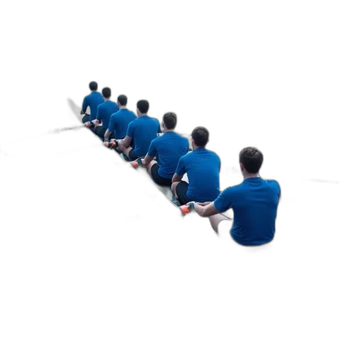 staff, 3d render, concept art, team, rowers, blue, uniforms, rowing transparent PNG cut-out