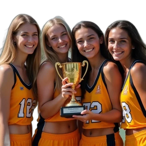 girls, varsity, team, posing transparent PNG cut-out