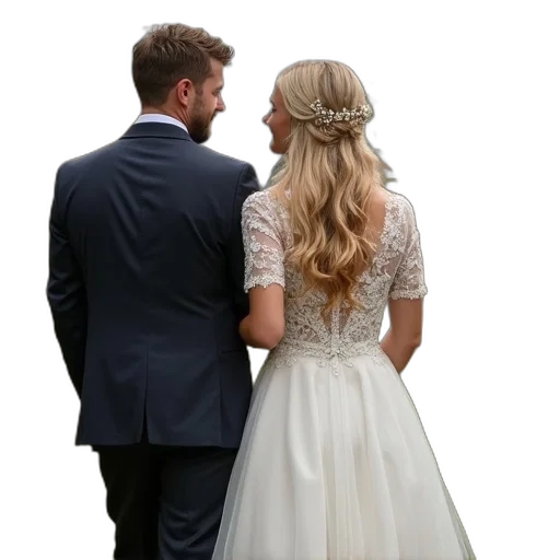 dress, crown, bride, groom transparent PNG cut-out