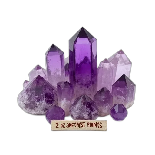 jewelry, crown, collection, purple, amethyst, crystals, displayed, white transparent PNG cut-out