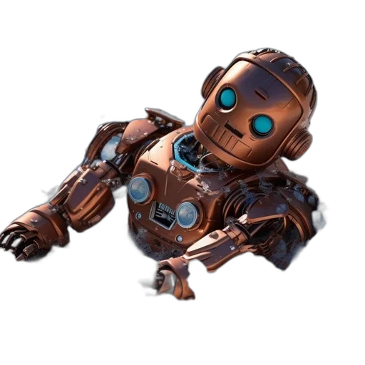robot, weapon, creature, animal, 3d render, concept art, pixel art, copper-colored transparent PNG cut-out