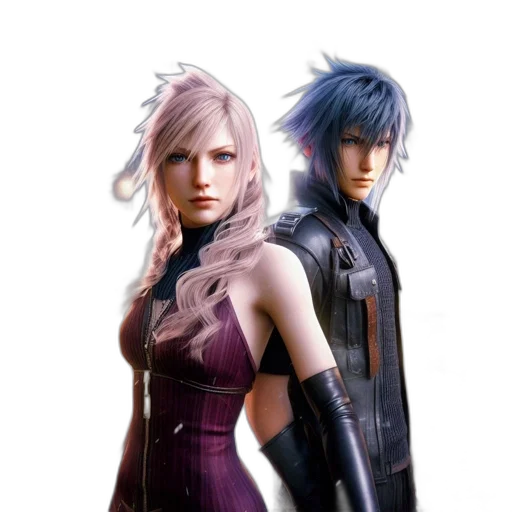 concept art, fantasy art, 3d render, pixel art, two, contrasting, characters, stand transparent PNG cut-out