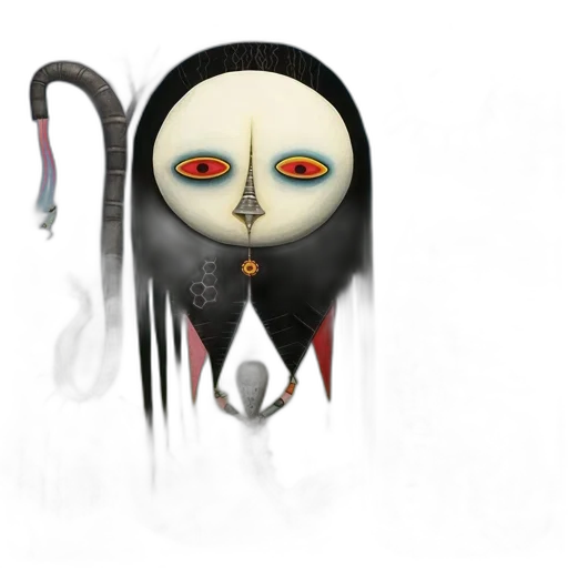 mask, creature, jewelry, staff, concept art, 3d render, fantasy art, cartoon transparent PNG cut-out