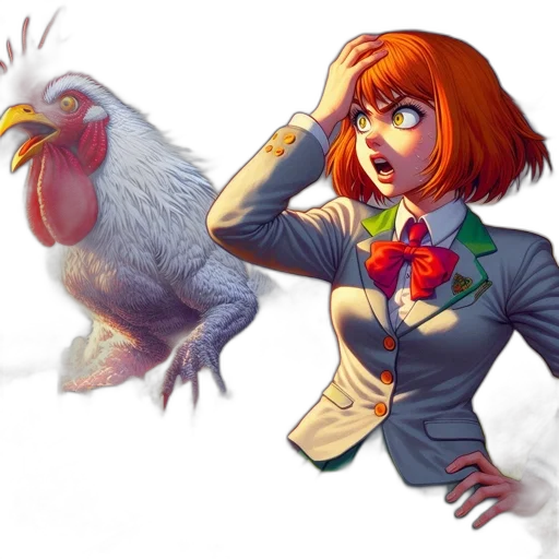 animal, concept art, comic book art, fantasy art, pixel art, giant, rooster, emerges transparent PNG cut-out