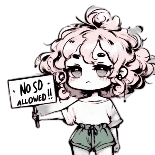 anime, vaporwave, watercolor, cartoon, illustrated, young, girl, styled transparent PNG cut-out
