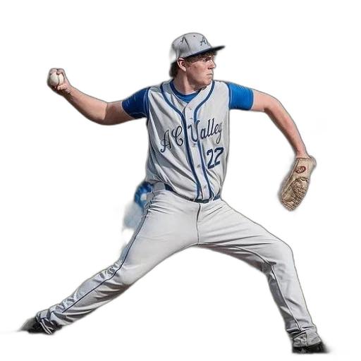 baseball, player, wearing, gray, blue, uniform, number transparent PNG cut-out