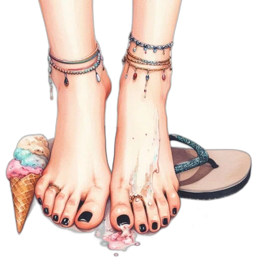 shoes, jewelry, watercolor, concept art, photorealistic, fantasy art, pastel, colorful transparent PNG cut-out