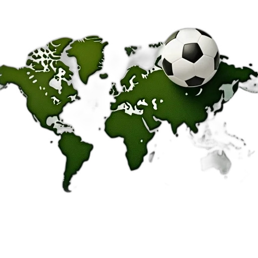 stylized, world, map, soccer, theme, featuring, large, ball transparent PNG cut-out
