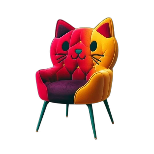 furniture, 3d render, concept art, photorealistic, colorful, neon, red, innovative transparent PNG cut-out