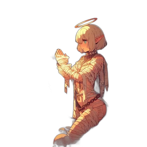 robot, staff, mask, creature, pixel art, watercolor, concept art, anime transparent PNG cut-out