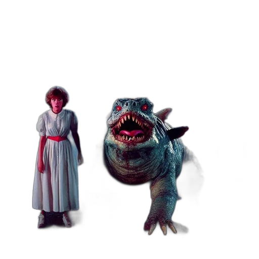 creature, staff, dragon, animal, 3d render, concept art, vaporwave, underwater transparent PNG cut-out