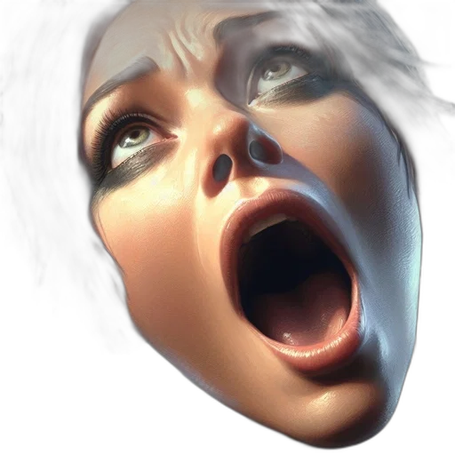 face, mask, creature, hair, 3d render, photorealistic, concept art, female transparent PNG cut-out