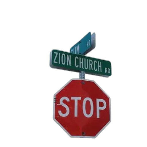 3d render, neon lights, stop, sign, intersection, zion, church, road transparent PNG cut-out