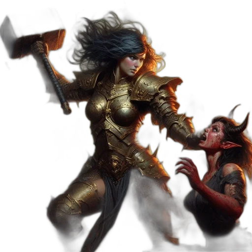 sword, fantasy art, concept art, comic book art, pixel art, fire, female, warrior transparent PNG cut-out