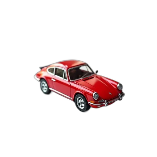 car, 3d render, photorealistic, concept art, red, toy, parked, white transparent PNG cut-out
