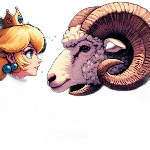 concept art, fantasy art, pixel art, watercolor, animated, character, crown, sits transparent PNG cut-out